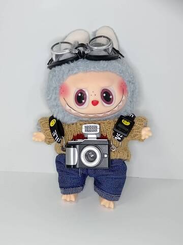 Мягкий брелок Лабубу с фотоаппаратом