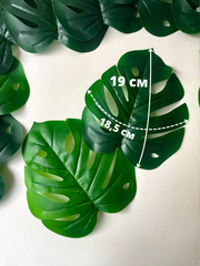 Монстера искусственная, куст 12 веток, евро пластик, зеленая, как живая, 50-58 см