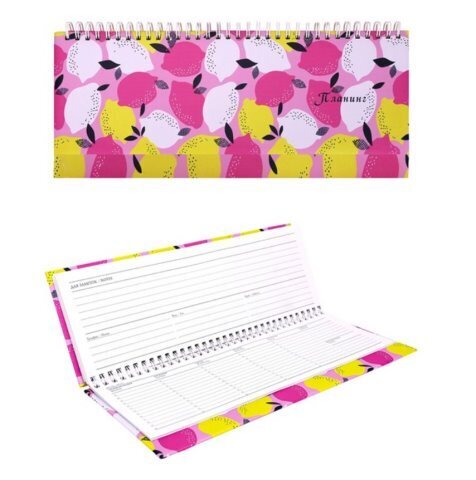 ПЛАНИНГ 56л. недатир. ЦВЕТНЫЕ ЛИМОНЫ 30*13 см (гребень, кожзам)