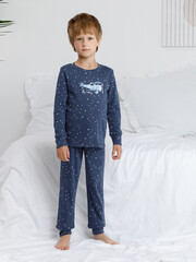 пижама  для мальчика  К 1621/синий космос,свет звезд