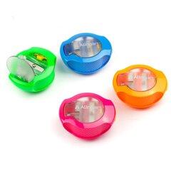 
          Точилка пластиковая Alingar, 2 отверстия, контейнер, ассорти, картонная упаковка(24шт)