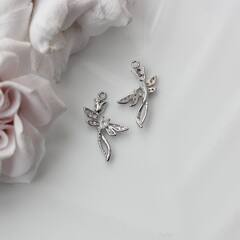 Подвеска Стрекоза на цветке с фианитами 22*14 мм, родий, П568