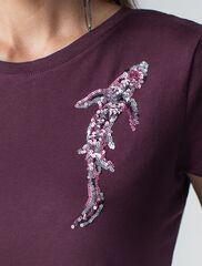 Нарядная футболка с блестящим принтом пайетками  D49.135 (132797)