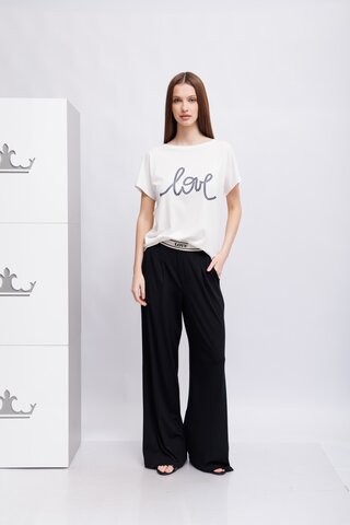 Oui Miss Lagotte Футболка из хлопка и модала с надписью Love из каната
