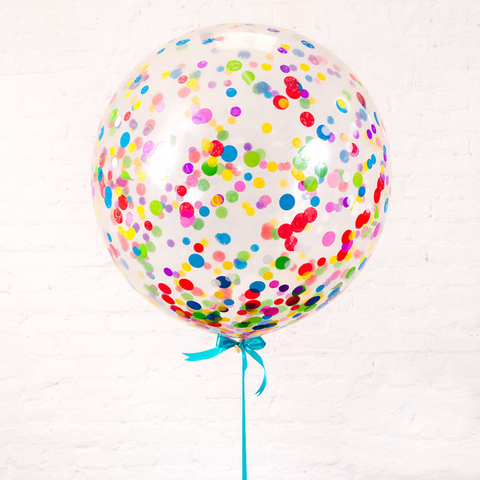 Шар с конфетти 36", разноцветное круглое