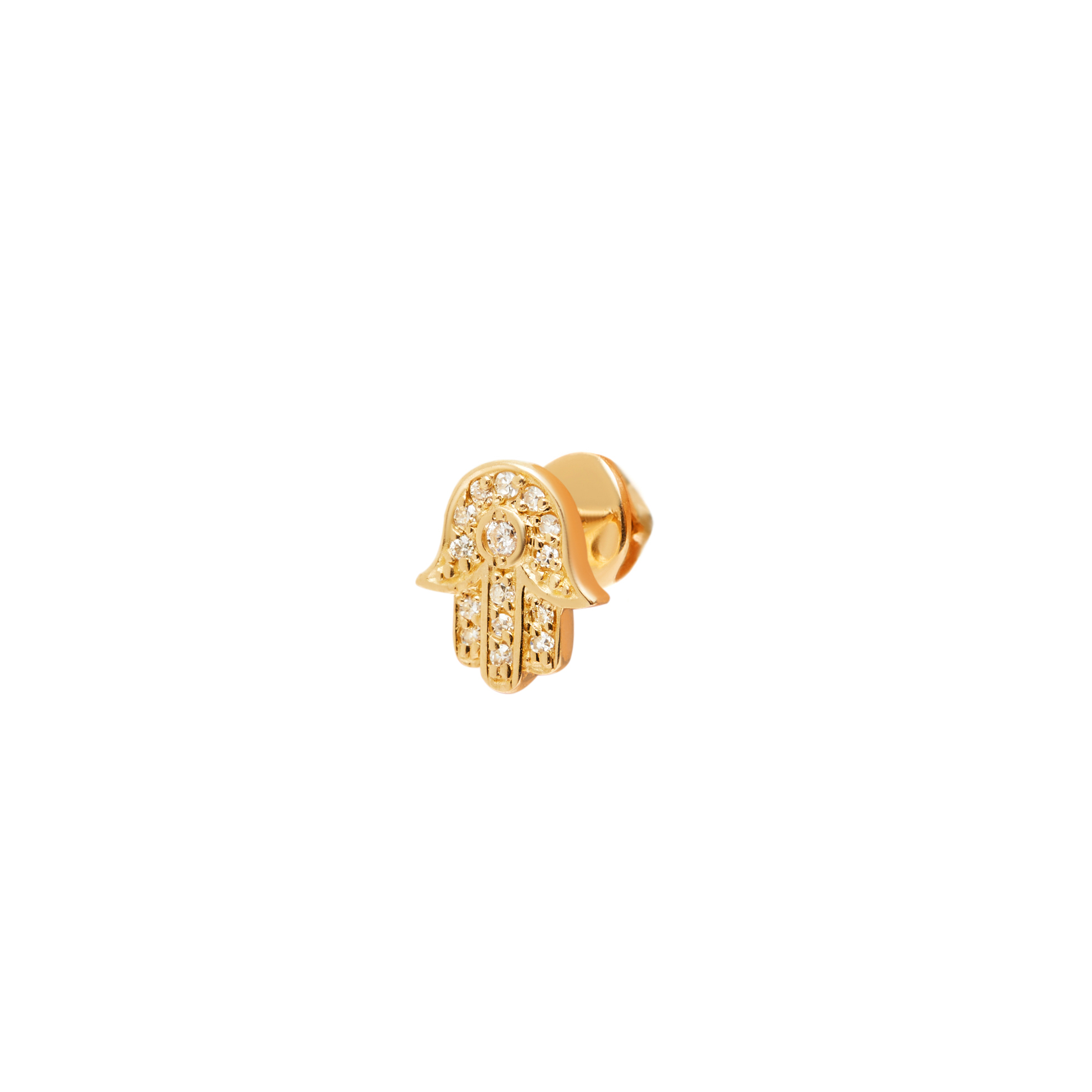 VIVA LA VIKA Пусет Diamond Hamsa Stud Earring – Gold viva la vika пусет diamond heart stud earring – gold