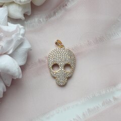 Подвеска Череп с фианитами 25*19 мм, позолота П096