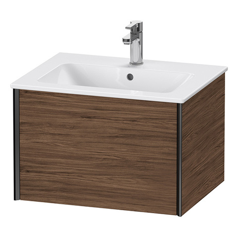 Duravit XViu Тумба подвесная 400x610x480мм, для раковины #233663, 1 ящик, цвет: walnut dark/черный матовый XV40250B221