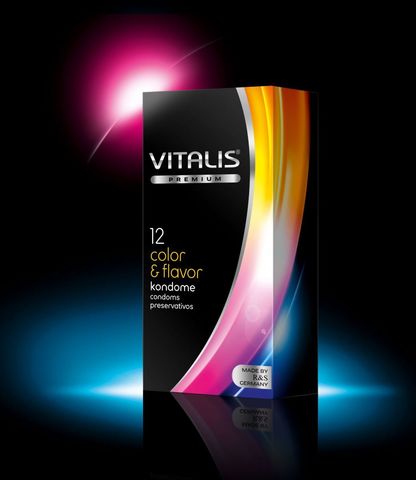 Цветные ароматизированные презервативы VITALIS PREMIUM color & flavor - 12 шт.