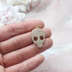 Подвеска Череп с фианитами 25*19 мм, позолота П096