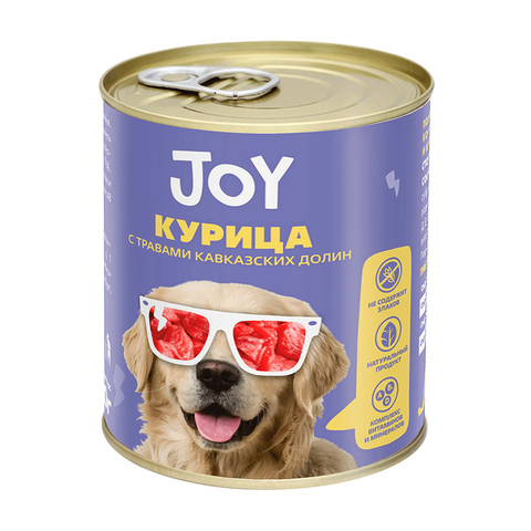 Корм влажный JOY, с курицей, для собак средних и крупных пород, 340 г.