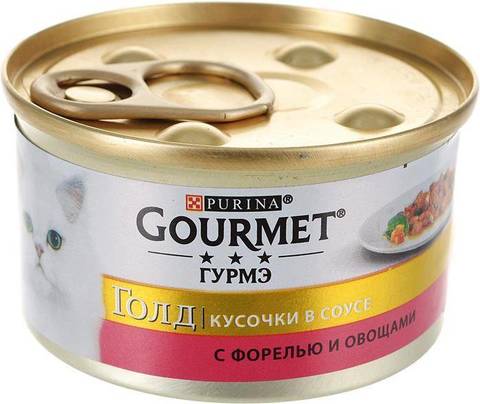 Gourmet Gold консервы для кошек кусочки в подливке (форель, овощи) 85г