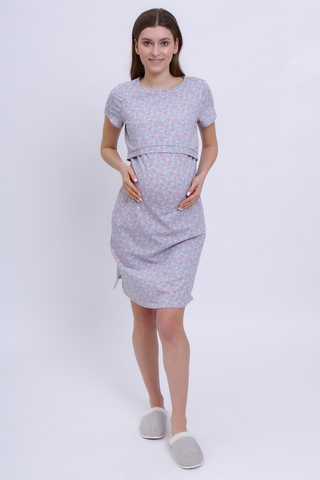 Сорочка для беременных и кормящих 12223 серый