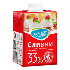 0.5 Сливки натуральные "Чудское озеро" 33%, (500мл)