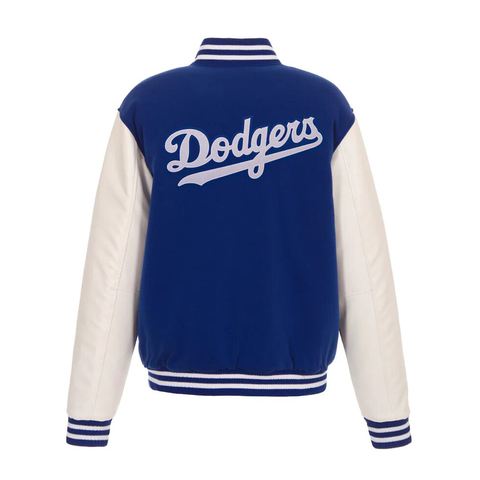 Куртка Los Angeles Dodgers JH Design Reversible Fleece jacket with Faux Leather Sleeves - Royal