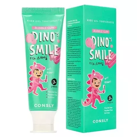 Consly Dino's Smile Kids Паста зубная гелевая детская с ксилитом и вкусом жвачки