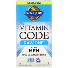 Garden of Life, Vitamin Code, RAW One, мультивитаминная добавка из сырых ингредиентов для мужчин (для приема 1 раз в день), 75 вегетарианских капсул