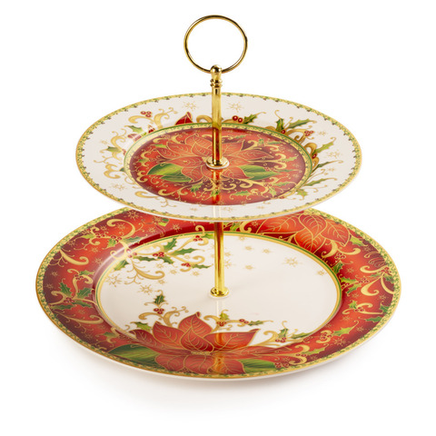 Блюдо двухъярусное 24-27см Lamart Palais Royal Рождественская звезда