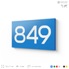 Номер на дверь 849, табличка на дверь для офиса, квартиры, кабинета, аудитории, склада, голубая 120х70 мм, Айдентика Технолоджи