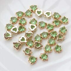 Подвеска Сердце с фианитом 13*11 мм, зелёный, позолота, П360