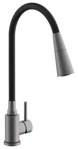 Смеситель для кухни BELZ B74810-3 гибкий излив, нержавеющая сталь, графит