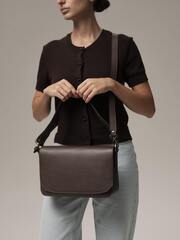 Сумка кожаная на плечо коричневый торф