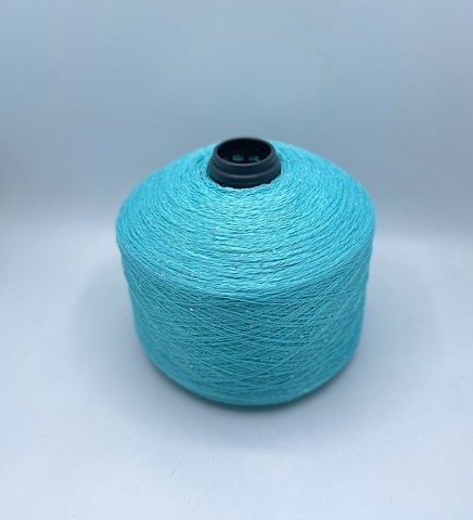 Бобинная пряжа (пр.Италия),Linette Pailletes, 450/100гр, 80% Лен, 20% Полиэстер(пайетка), цвет-Аква+пайетка. арт.36737