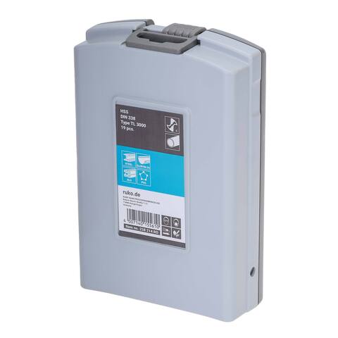 Набор сверл по металлу 1-10мм 19шт DIN338 HSS-G 130° TL3000 (пл. кейс) Ruko 258214RO