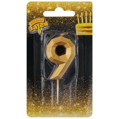 Свеча-цифра Диамант Золото 