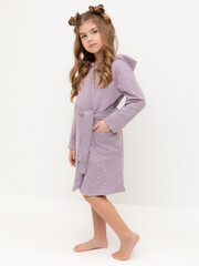 халат  для девочки  К 5763/морской туман,мини сердечки