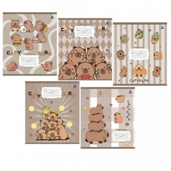 
          Тетрадь 12л., клетка, Alingar, скрепка, блок офсет, 100% белизна, мелованный картон (стандарт), "Capybara copybook", 5 дизайнов в пленке т/у