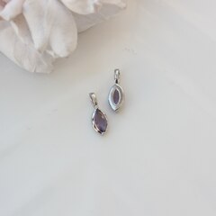 Подвеска Маркиз с тёмно-сиреневым фианитом, 14*5 мм, родий, П390