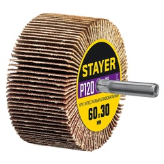 STAYER d 60 x 30 мм, P120, на шпильке d 6 мм, круг шлифовальный лепестковый (36608-120)
