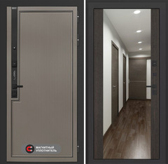 Входная дверь в квартиру Лабиринт Лаб про 1 Велютто кофе с зеркальной вставкой Максимум Венге