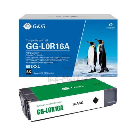 GG-L0R16A G&G струйный черный картридж 981XXL для HP PW 556dn, xn MFP586f, z, dn, 55650, 58650 465ml