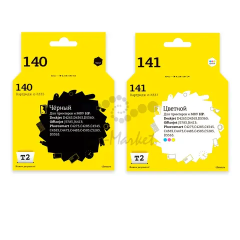 Комплект картриджей T2 IC-H140/141_MP для HP №140 + №141: IC-H335 черный + IC-H337 цветной