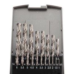 Набор сверл по металлу 1-10мм 19шт DIN338 HSS-G 135° (мет. кейс) H-Tools 214214HT