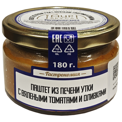 Паштет из печени утки с вялеными томатами Мир Вкуса 180 г