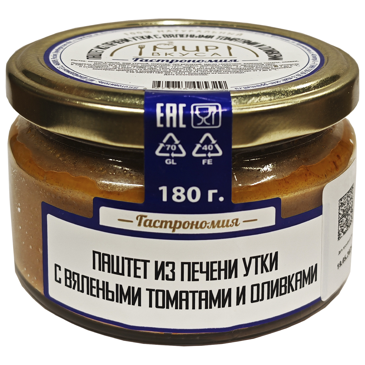 Паштет из печени утки с вялеными томатами Мир Вкуса 180 г