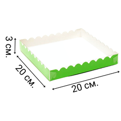 Коробочка для печенья 20х20х3 см зеленая