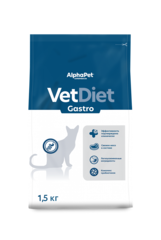 Сухой корм для кошек AlphaPet Vet Diet (АльфаПет) 1,5кг Gastro при острых расстройствах пищеварения, в реабилитационный период и при истощении кошек