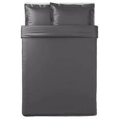 Комплект из сатина ЛЮТЕСМИО 2 наволочки + пододеяльник евро | темно-серый