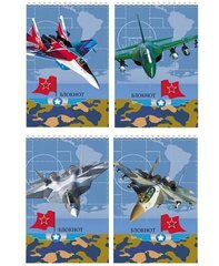 БЛОКНОТ А7 40Л. НА ГРЕБНЕ БЫСТРЫЕ САМОЛЕТЫ ОБЛ.-МЕЛОВ. КАРТОН, БЛОК-ОФС,В КЛЕТКУ