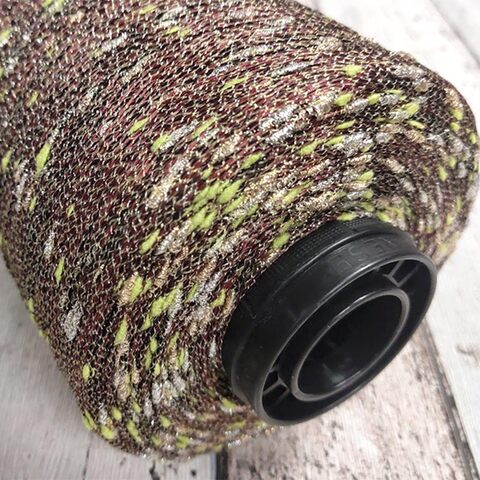 Лен (35%) с люрексом и шишибриками NODINO DI LINO 600 зеленый с коричневым