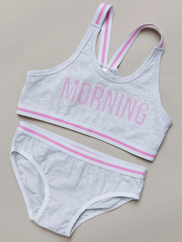 004_НБО24  Комплект майка-топ + трусы д/д, серый меланж