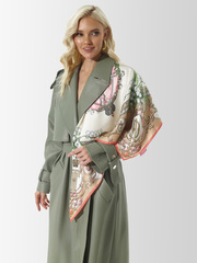 Платок «Яйцо Фаберже Ландыши» 100% шёлк жемчужный