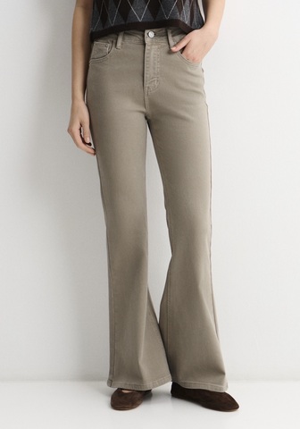 Джинсы клеш М7 бежевый