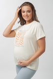 Футболка для беременных 18116 ваниль принт Моне персик