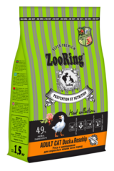 ZooRing сухой корм для кошек (утка,шиповник) 1,5 кг