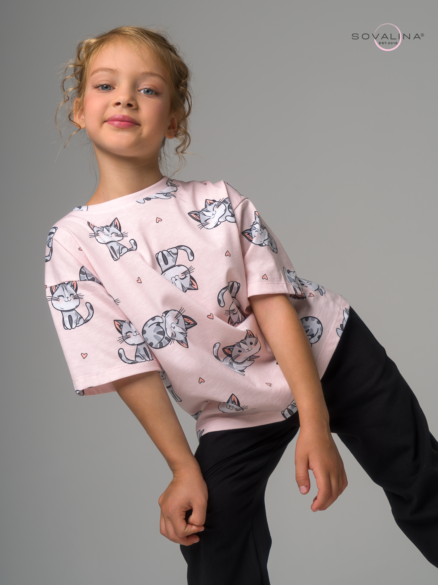 Костюм Daily girl серый котик-черный mini